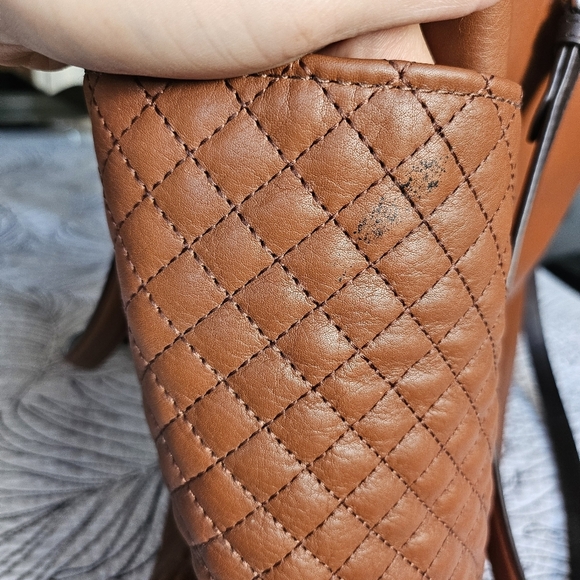 NWOT Vera Bradley Quilted Leather Tote Brown Camel - Picture 5 of 16